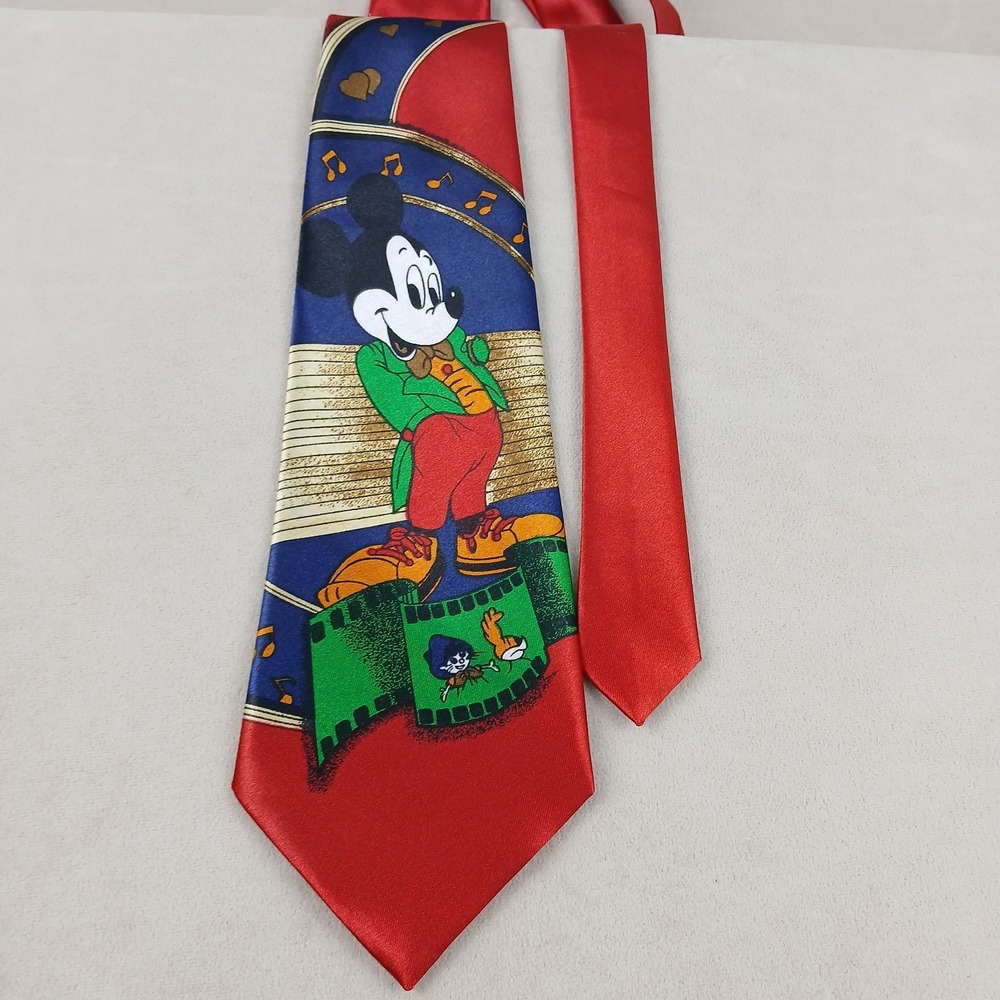 VTG Man Road Mickey Mouse 4x59 Mens Tie Woven Polyester‎  Lightweight